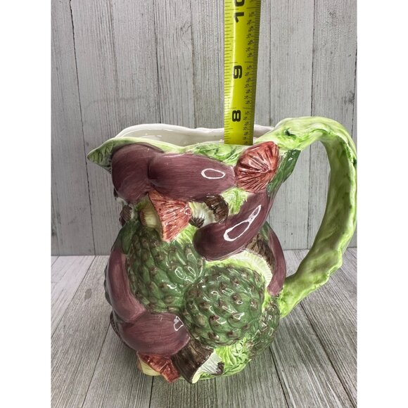 Vintage World Bazaar Majolica Style Pitcher Ceramic Embossed Vegetable 7" Tall - Picture 10 of 12
